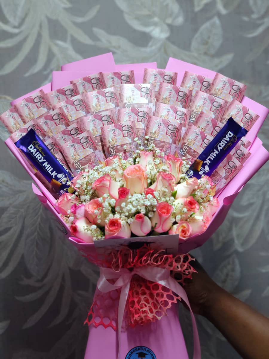 Flat money bouquet — flowers delivered in Nairobi by Floral Whispers Gifts