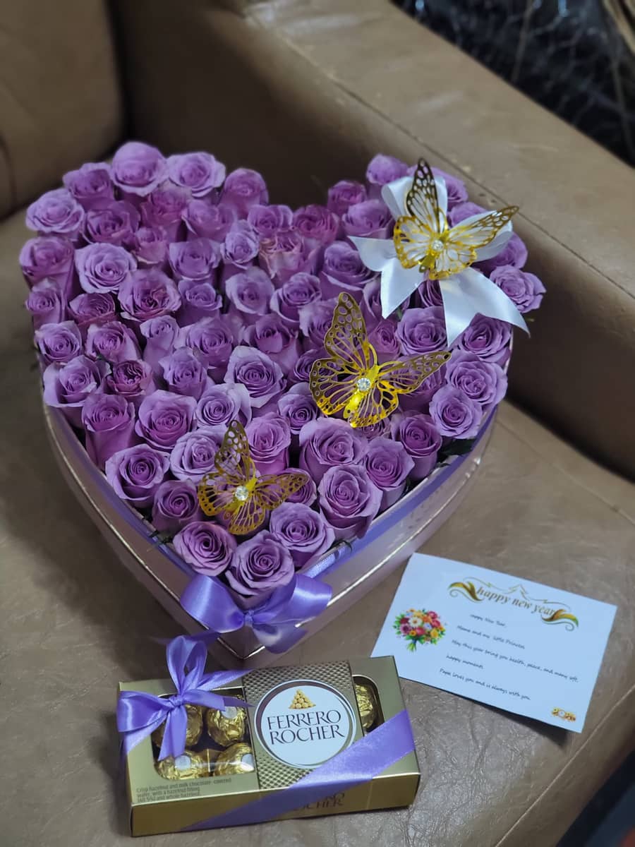 Lavender Rose Heart box — flowers delivered in Nairobi by Floral Whispers Gifts