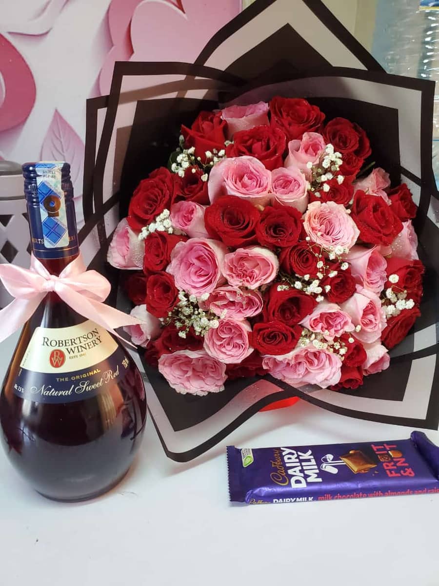 Blush Temptation flower bouquet — flowers delivered in Nairobi by Floral Whispers Gifts