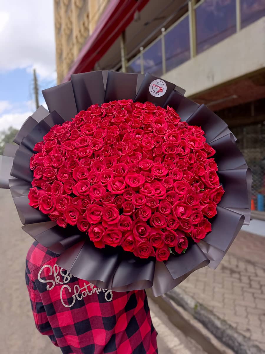 200 Luxury Red Flower bouquet — flowers delivered in Nairobi by Floral Whispers Gifts
